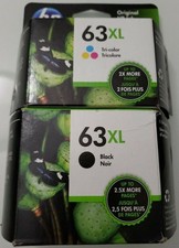 Genuine Factory Sealed HP 63XL Black & 63XL Color Ink Cartridges 2021-2023 picture