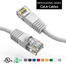 10 Pack of 100Ft CAT6 UTP Ethernet Network Booted Cable 10-100 Feet White picture