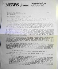 [Artificial Intelligence] 1987 KnowledgePro 1st knowledge processor News Release picture