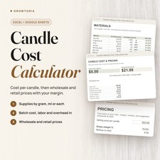 Candle Making Cost Calculator - Candle Pricing Spreadsheet Excel Google Sheets picture