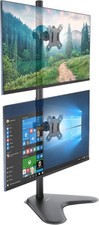 Mount-It Vertical Dual Monitor Stand Stacked Desk Mount Fits Two 13–32 Inch picture