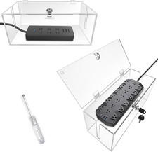 2PC Acrylic Plug Organizer Upgrade,Cable Management Box with Lock,Cable Organize picture