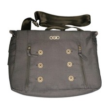 OGIO Manhattan Laptop Messenger Bag Button Accents Gray Dotted Liner 15