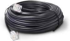 50 FT Feet Modular Phone Line Cord - High Quality 2 Conductor - Black - 1 Pack picture