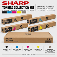 Sharp MX-61NT Genuine Toner Set BK/C/M/Y + MX-601HB Collection Container picture