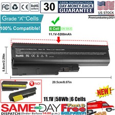 6 Cell 5200mAH Battery for IBM Lenovo Thinkpad T60p T61p R60e Z60m Z61 Z61e Z61M picture