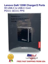 Lenovo GaN 135W Dual Port USB-C PD 3.0 Charger, With 6ft USB-C Cable, Genuine picture