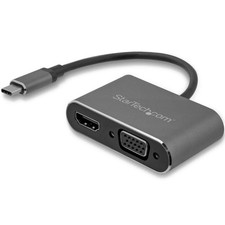 StarTech.com USB-C to VGA and HDMI Adapter - 2-in-1 - 4K 30Hz - Space Grey - Win picture