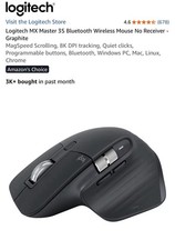 Logitech MX Master 3S Bluetooth Wireless Mouse No Receiver - Graphite picture