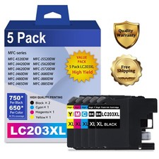 LC203XL Ink Cartridge 5-Pack for Brother MFC-J480DW MFC-J680DW Printers picture