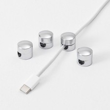 4 PCS Chrome Brass Cable Clips Cord Management Multipurpose Wire Holder Desk picture