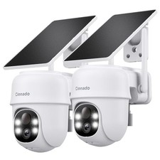 Cinnado 2K Solar Wireless Outdoor Cameras for Home Security White B6 2Pack picture