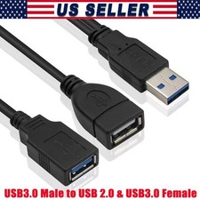 USB 2.0 A Male To 2 Dual USB Female Jack Y Splitter Hub Power Adapter Cable Lot picture