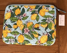 NWT Vera Bradley Laptop Sleeve Lemon Grove NEW Padded Blue Yellow Quilted Case picture