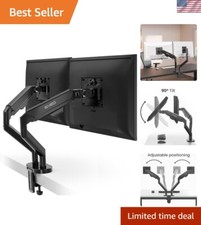 Black Alloy Steel Dual Monitor Mount 14-35” VESA Bracket with Tilt and Swivel picture