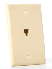 1-Port RJ11 6P4C Smooth Telephone Jack Wall Plate - Ivory - 1 to 100 Pack Lot picture