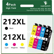 4PK 212XL T212XL Ink Cartridges  For Epson WorkForce WF-2830 WF2850 XP-4100 4105 picture