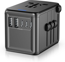 Universal Travel Adapter with 5 USB Ports and AC Outlets for 200+ Countries picture