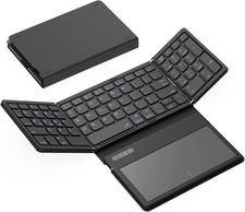 GEODMAER Foldable Bluetooth Keyboard, Portable Full Size Folding Keyboard with L picture
