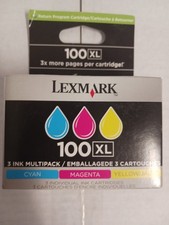 Lexmark 100XL High-Yield Ink Cartridge 3-Pack Cyan Magenta Yellow 14N0684 Sealed picture