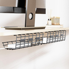 2 Pack  under Desk Cable Management Tray, Large Metal Cord Organizer, Office & H picture