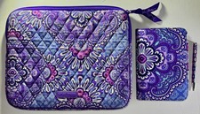Vera Bradley Purple Paisley Quilted Tablet iPad Case Zipper Bag w/ Notepad & Pen picture