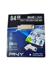 PNY DUO LINK 64GB USB 3.2 Dual Drive USB-C/USB-A Flash Drive 200MB/s Silver picture