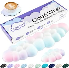 Cloud Wrist Rest Keyboard, Cloud Keyboard Wrist Pad Set with PU Leather-Rainbow picture