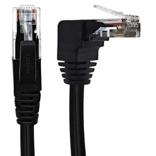 90 Degree Cat 6 Ethernet Cable Upward Angle 6.6FT RJ45 Network Patch Cord Dow... picture