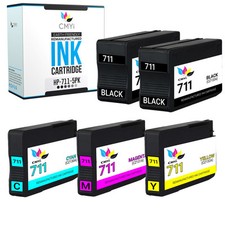 5 Pack Ink Cartridges for HP 711 fits DesignJet T120 T1300 T520 T125 T130 picture