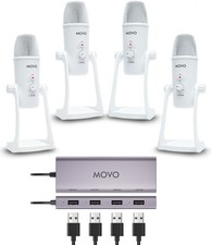 Movo White USB Podcast Equipment Bundle for 4 picture