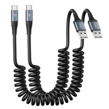 USB Type C Charger Cable Fast Charging, [2Pack, 3ft] Coiled A 3FT, Black picture