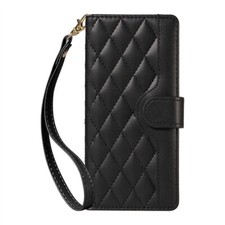 Luxury Leather Strap Grid Wallet Cover Case For 17 16 15 13 14 12 11 Pro Max XR picture