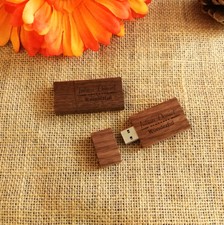 Custom Walnut Wood USB Flash Drive Add Your Texts or Name on USB, Wedding USB picture