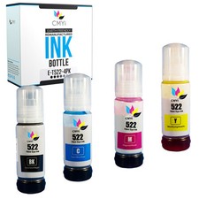 4PK T522 Replacement Ink Bottles for Epson Black Color 522 Fits EcoTank ET-2800 picture