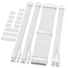 PSU Cable Extension Kit,Bright White Sleeved PC Cables Extensions Mod,24Pin ATX picture