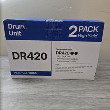 Kogain Black Drum Unit 2 Pack High Yield DR420 Replacement Laser Printer Supply picture
