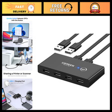 USB Switch Selector for 2 PCs, Share 4 USB Devices, One-Button Hub, 2 Pack Cable picture