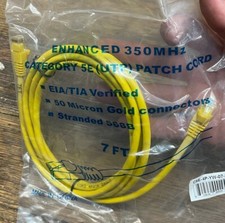 ENHANCED 350MHz CATEGORY 5E (UTP) PATCH CORD ETHERNET CABLE 7' YELLOW NEW picture