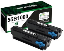 ** NEW Lexmark Toner Cartridges | 55B1000 | Black | Chips | Compatible | 2-Pack picture