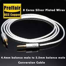 4.4mm to 3.5mm Male OCC Silver Plated Balanced Hifi Audio Aux Jack Cable Adapter picture