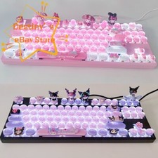 My Melody Cinnamoroll Kuromi Mechanical Keyboard Hot Swap USB Wired 87/104 Keys picture