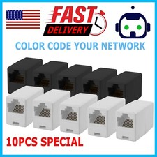 10X RJ45 CAT5e CAT6 Ethernet LAN Cable Extender Coupler Plug Joiner Connector US picture