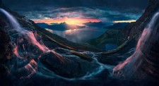 Landscape norway nordic s panorama nature sky sunlight Custom Gaming Mat Desk picture