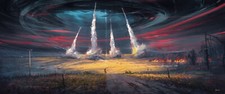Landscape aenami art illustration nature field missiles Custom Gaming Mat Desk picture
