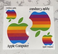 Vintage 80s Apple Macintosh Computer Decals Stickers 4 Sticker Sheet Rainbow Mac picture