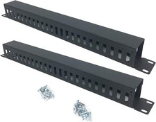2 Pack 1U 19 Inch Cable Manager Horizontal Rack Mount 24 Slot picture