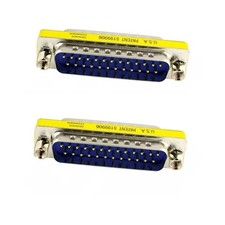 2 PCS 25-Pin DB25 Serial Male to Male Mini Gender Changer Coupler Gold Adapter picture