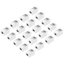 20 Pack Cat 6 Tool-Free RJ45 Ethernet Jack, Cat6 Coupler Adapter, White picture