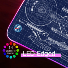 LED Desk Mat: USS Enterprise refit, Star Trek blueprint mousepad model display picture
